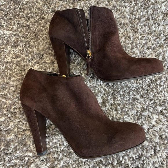 New miu miu suede ankle boots in chocolate brown size 39.5 made in Italy - Picture 1 of 13